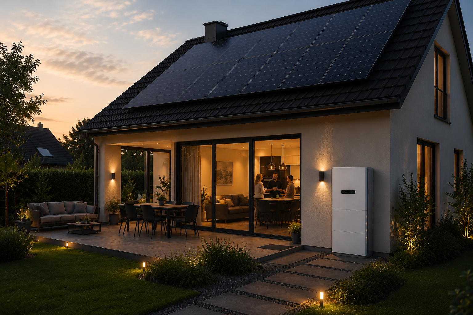Woning met zonnepanelen en een thuisbatterij