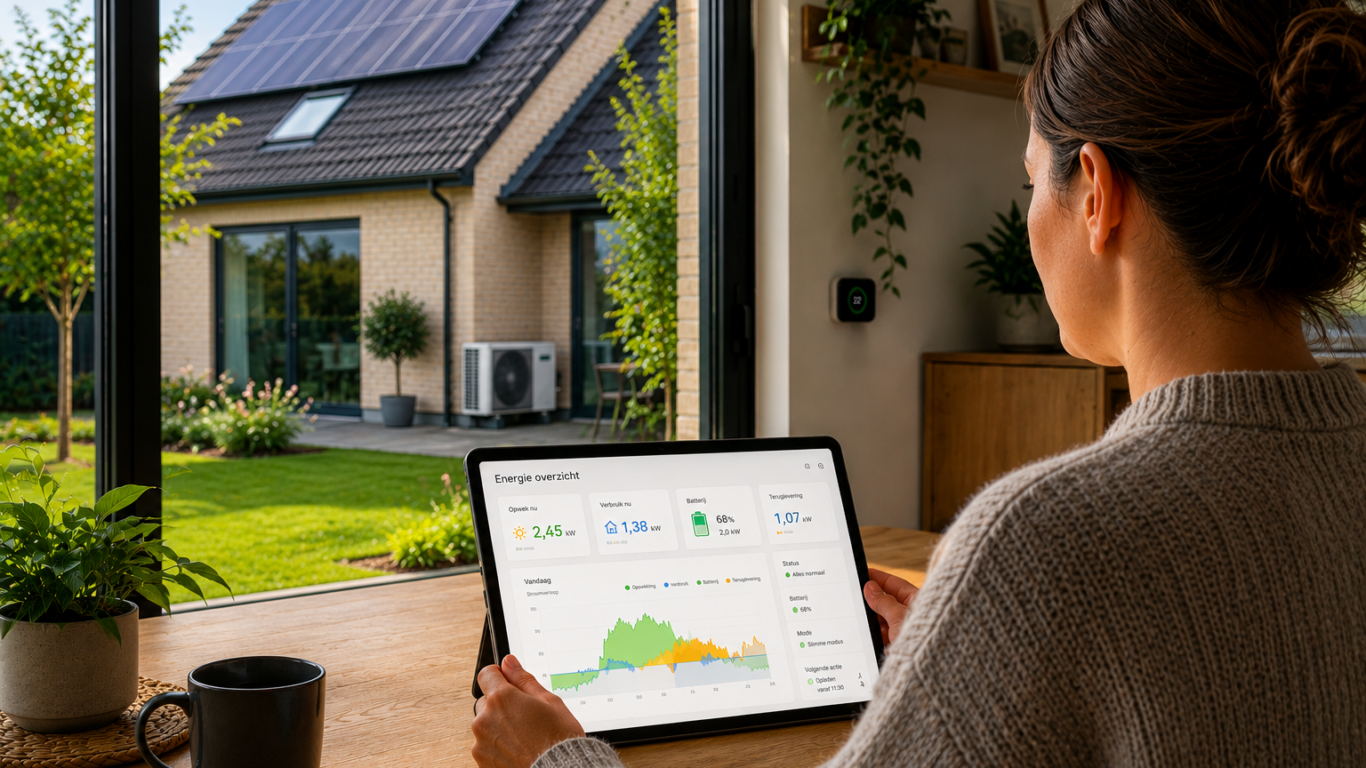 Woning met zonnepanelen en slim energiemanagement