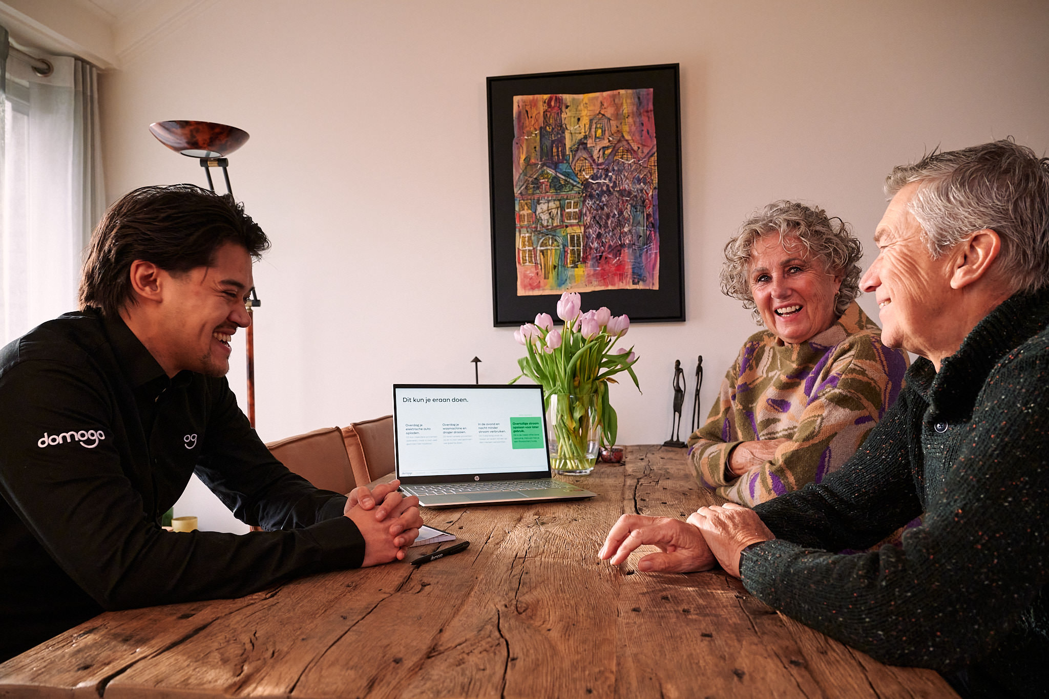 Adviseur in gesprek met zonnepaneeleigenaren