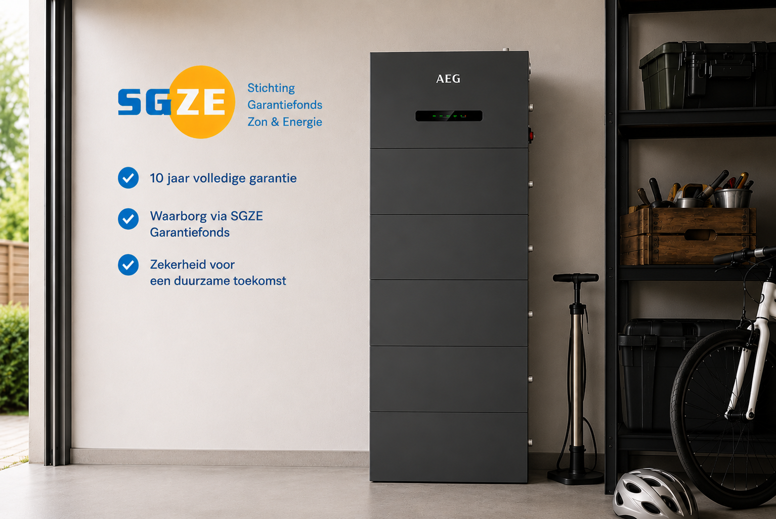 Thuisbatterij 25 kWh met SGZE logo